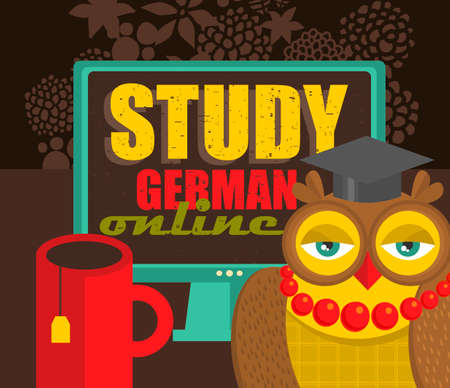 creative promotion of on line education owl pet presentation