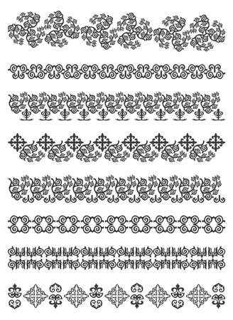 Set of borders, embroidery cross, vector illustration .