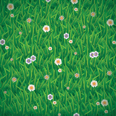 かわいい花と緑の草の背景のベクトル イラスト のイラスト素材 ベクタ Image かわいい花と緑の草の背景のベクトル イラスト のイラスト素材 ベクタ Image