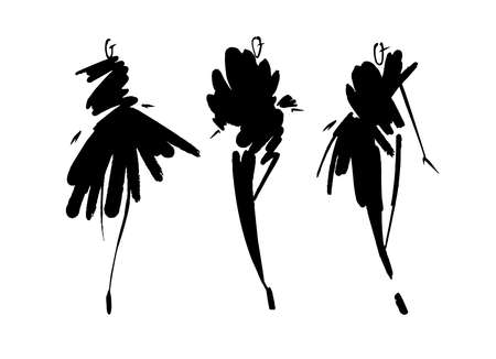 ファッションモデルは 手描きのスケッチ 孤立した様式化されたシルエット ベクトルファッションイラストセット のイラスト素材 ベクタ Image 90666975