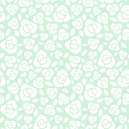 シンプルなバラの花柄シームレスなパターン フラットなデザインのバラ葉テクスチャ ホワイトとミント グリーンの花の背景 のイラスト素材 ベクタ Image シンプルなバラの花柄シームレスなパターン フラットなデザインのバラ葉テクスチャ ホワイトとミント グリーンの花の背景 のイラスト素材 ベクタ Image
