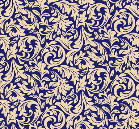 花柄 壁紙バロック ダマスク シームレスなベクトルの背景 青と金の装飾品 のイラスト素材 ベクタ Image 花柄 壁紙バロック ダマスク シームレスなベクトルの背景 青と金の装飾品 のイラスト素材 ベクタ Image