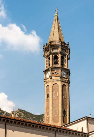 Bell tower of the basilica of saint nicholas in lecco, italy Banco de Imagens