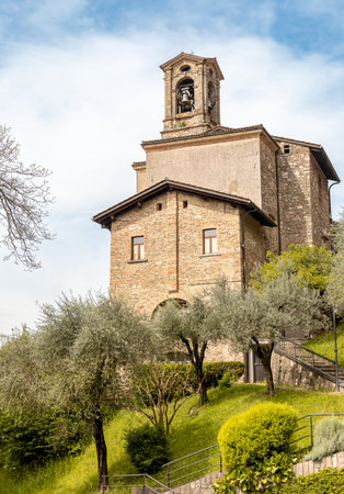 View of the ancient parish saint george church at castagnola in lugano, ticino, switzerland