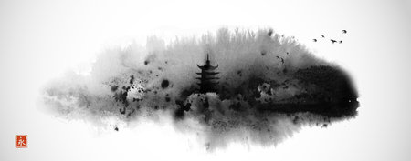 霧春の水墨画 使いこめ