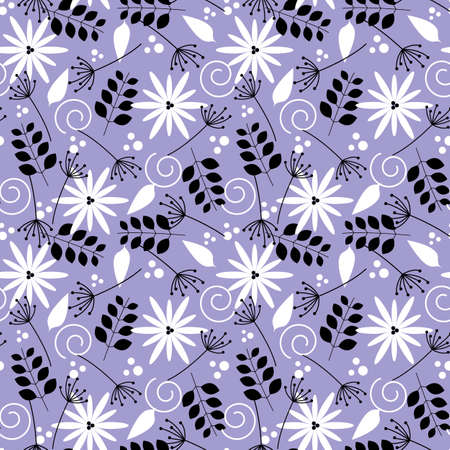 Seamless pattern white flowers on purple Stock Photo