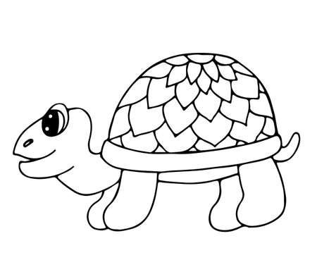 Cute Tortoise Isolated On The White Background. Turtle For Coloring ... Cute Tortoise Isolated On The White Background. Turtle For Coloring ...