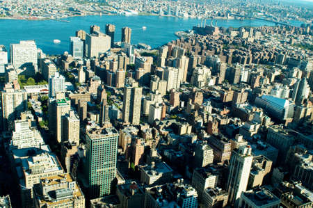 New york city panorama with tall skyscrapers