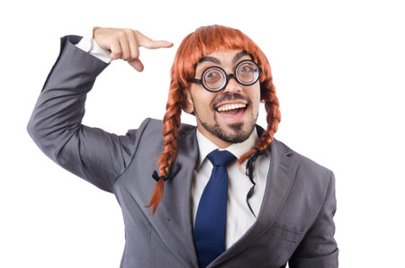 女性のカツラを白で隔離で面白い実業家 の写真素材 画像素材 Image 女性のカツラを白で隔離で面白い実業家 の写真素材 画像素材 Image