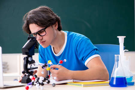 Young male student in the classroom