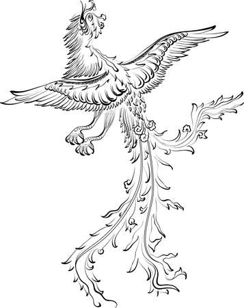 手描きの龍シルエットのイラスト素材 ベクタ Image