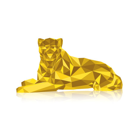 Gold leopard stylized triangle polygonal model