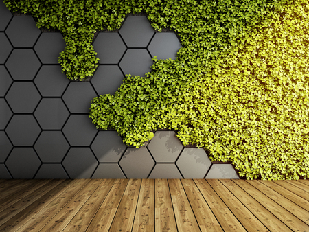 Wall in modern interior with vertical green garden d