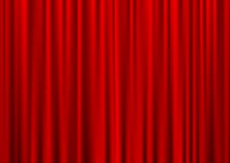 Closed red theater curtain, silk background, vector illustration - 11351286