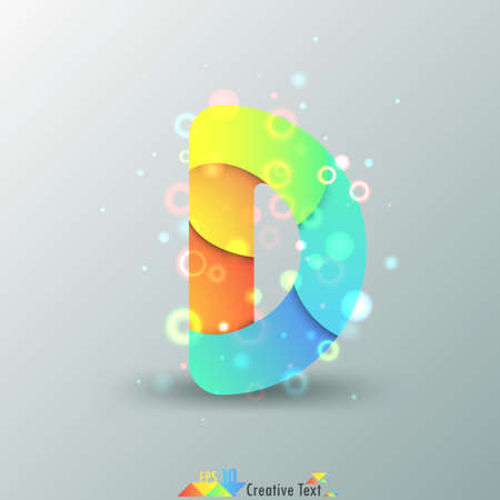 Modern Capital Letter D Made Of Colorful Paper With Light Reflexions