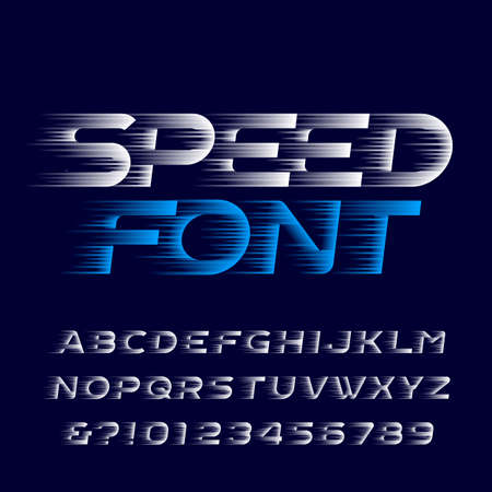 Speed alphabet font. fast speed effect letters and numbers. stock vector typescript for your design. easy color change.