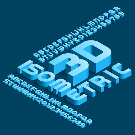 3d isometric alphabet font. 3d effect modern letters and numbers with shadow. stock vector typeface for your design.
