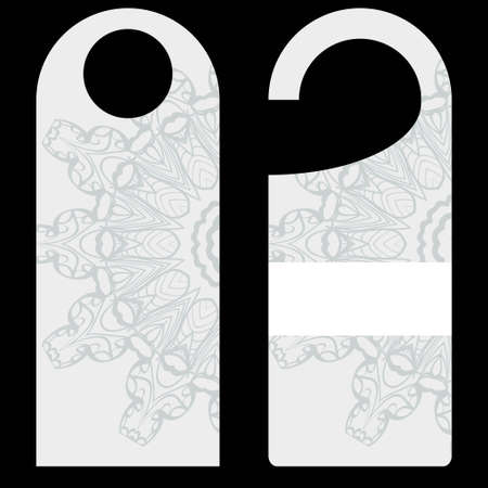 blank paper label door hanger design with floral mandala ornament