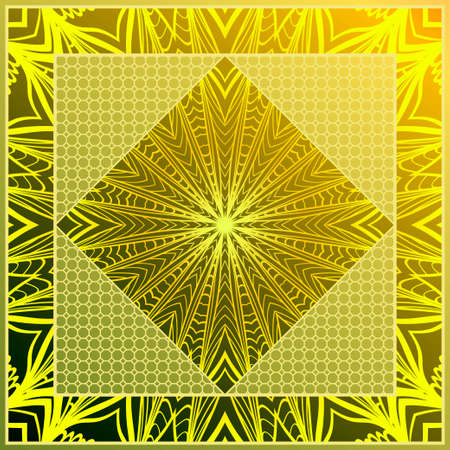 Design print for kerchief. the pattern of geometric floral ornament. vector illustration. the idea for design prints for neck scarves, carpets, bandana
