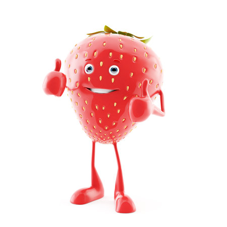 3d rendered illustration of a strawberry character Stock Photo