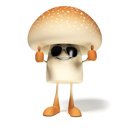 きのこキャラクターの 3 D レンダリングされたイラスト の写真素材 画像素材 Image
