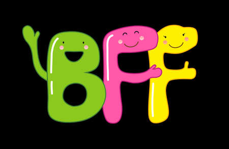 Cute Smiling Cartoon Characters Letters BFF Best Friends Cute Smiling Cartoon Characters Letters BFF Best Friends