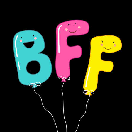 Cute Smiling Cartoon Characters Letters BFF Best Friends Cute Smiling Cartoon Characters Letters BFF Best Friends