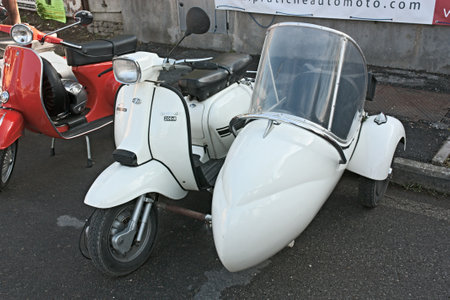 Vintage Lambretta Sidecar At Scooter Rally Of Vespa Club Santarcangelo Di Romagna On April 9 Vintage Lambretta Sidecar At Scooter Rally Of Vespa Club Santarcangelo Di Romagna On April 9