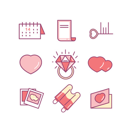st valentine s day line icon set love wedding or dating romantic