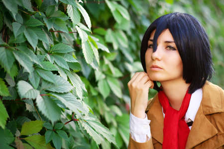 公園で美しい少女アニメ キャラクター コスプレ キャラクター の写真素材 画像素材 Image