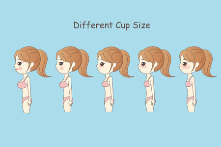 cartooon woman wear underwear has different cup size royalty free cup size