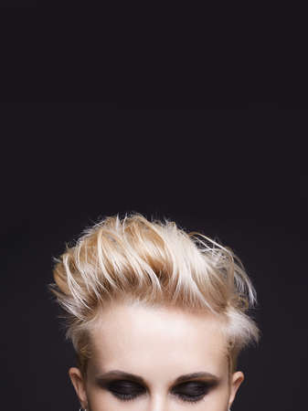 Woman With Blond Short Hair Funny Portrait Of Part Of Girl Head