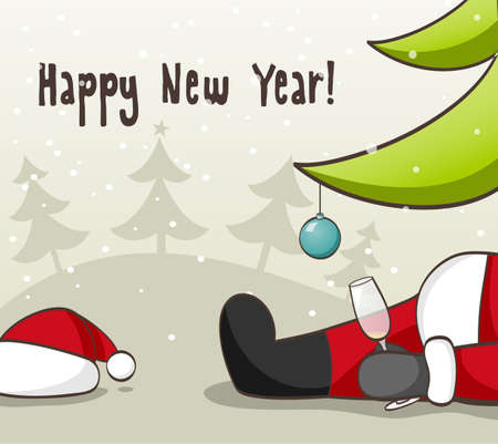 Drunk Santa Claus illustration for Christmas design