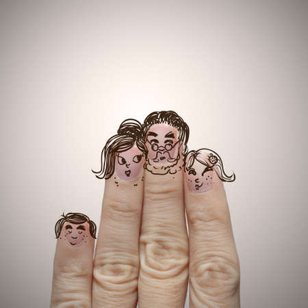 the happy finger family holding we love music and sing a song stock