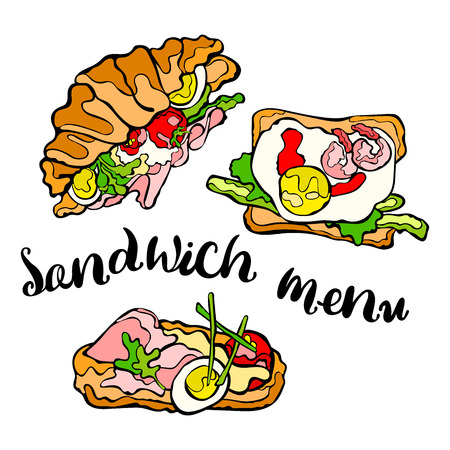 Sandwich With Egg Tomato Lettuce Ham Cheese Isolated Vector Sandwich With Egg Tomato Lettuce Ham Cheese Isolated Vector