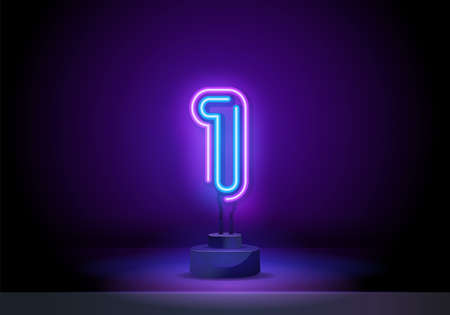 Neon city font sign number 1, signboard one. number one symbol neon sign vector. first, number one template neon icon, light banner, neon signboard, nightly bright advertising, light inscription. Фото со стока Neon city font sign number 1, signboard one. number one symbol neon sign vector. first, number one template neon icon, light banner, neon signboard, nightly bright advertising, light inscription. Фото со стока
