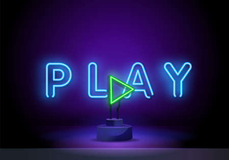 Vector realistic isolated neon sign of let s play for template decoration vector illustration with neon inscription of sign lets play consisting of neon outlines