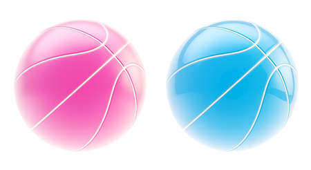 白い背景で隔離された光沢のあるピンク バスケット ボール ボール 3 D のレンダリング の写真素材 画像素材 Image