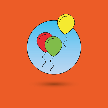 空 色塗りと線アイコンのスタイルに 3 つのパーティ風船のイラスト素材 ベクタ Image