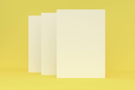 Download Three Blank White Closed Brochure Mock Up On Yellow Background Stock Photo Picture And Royalty Free Image Image 79232149 PSD Mockup Templates