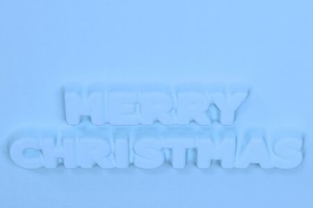 Blue merry christmas words bas relief christmas sign 3d rendering illustration Stock Photo