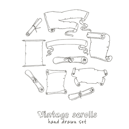 ビンテージの巻物のセットです 手描きのコレクションです のイラスト素材 ベクタ Image ビンテージの巻物のセットです 手描きのコレクションです のイラスト素材 ベクタ Image