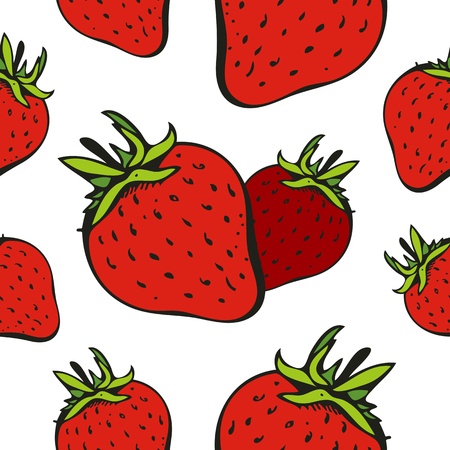 Vector seamless pattern with ripe strawberry on a white Stock Photo