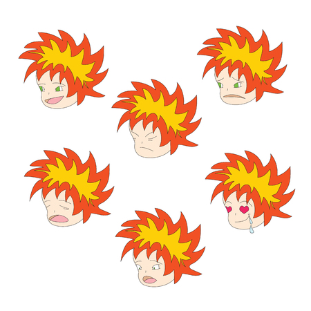 面白い漫画アニメ スタイルで感情アイコン少年の顔します のイラスト素材 ベクタ Image 面白い漫画アニメ スタイルで感情アイコン少年の顔します のイラスト素材 ベクタ Image