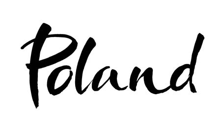 ポーランドの手書き文字 国の名前 インクイラスト 現代の筆書道 白い背景に隔離されています ベクトルのイラスト素材 ベクタ Image