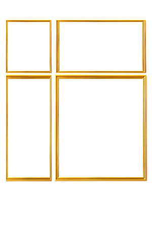 ゴールドのビンテージ フレーム 白い背景にエレガントなヴィンテージ ゴールド 金色絵フレーム の写真素材 画像素材 Image