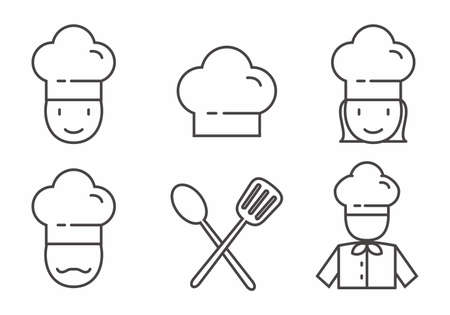 Set of chef icon with outline design. chef vector illustration