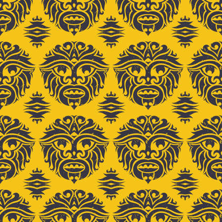 tribal mask seamless pattern unique cultural vector background