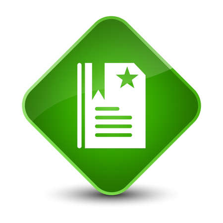 Bookmark icon isolated on elegant green diamond button abstract illustration