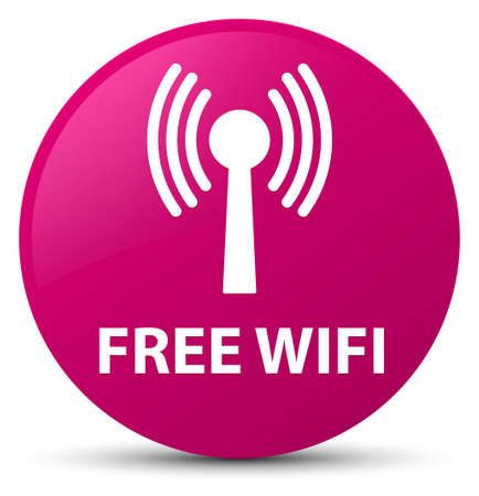 無料 Wifi 無線 Lan ネットワーク ピンク丸ボタンの抽象的なイラストに分離 の写真素材 画像素材 Image